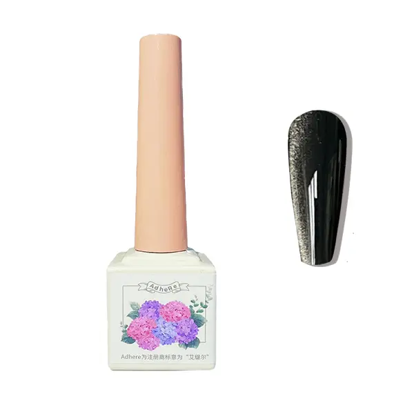 #110 Black magnetic cat eye gel polish creating a striking 3D nail effect with deep shimmer and reflective nail design, perfect for dramatic professional gel manicures, adding bold, salon-quality shine and multidimensional depth to any nail look.