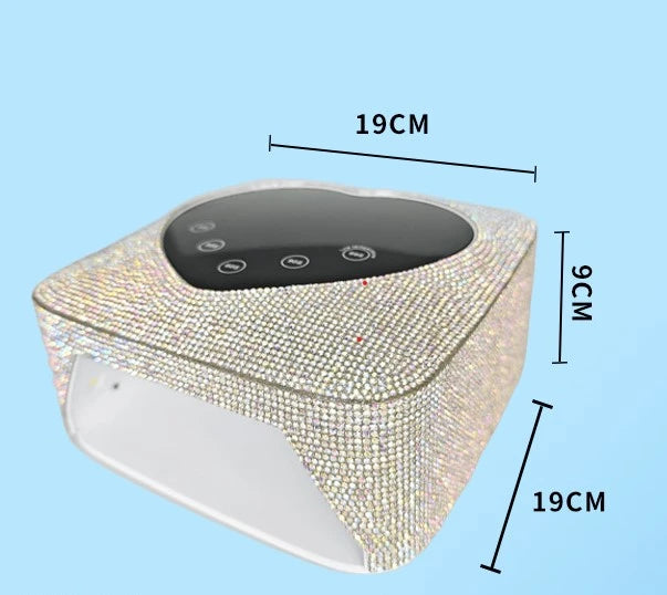 Leopard diamond 72W wireless nail lamp, cordless LED UV gel polish curing lamp with luxury diamond design, fast drying for gel nails, professional salon nail dryer for home or salon manicures.