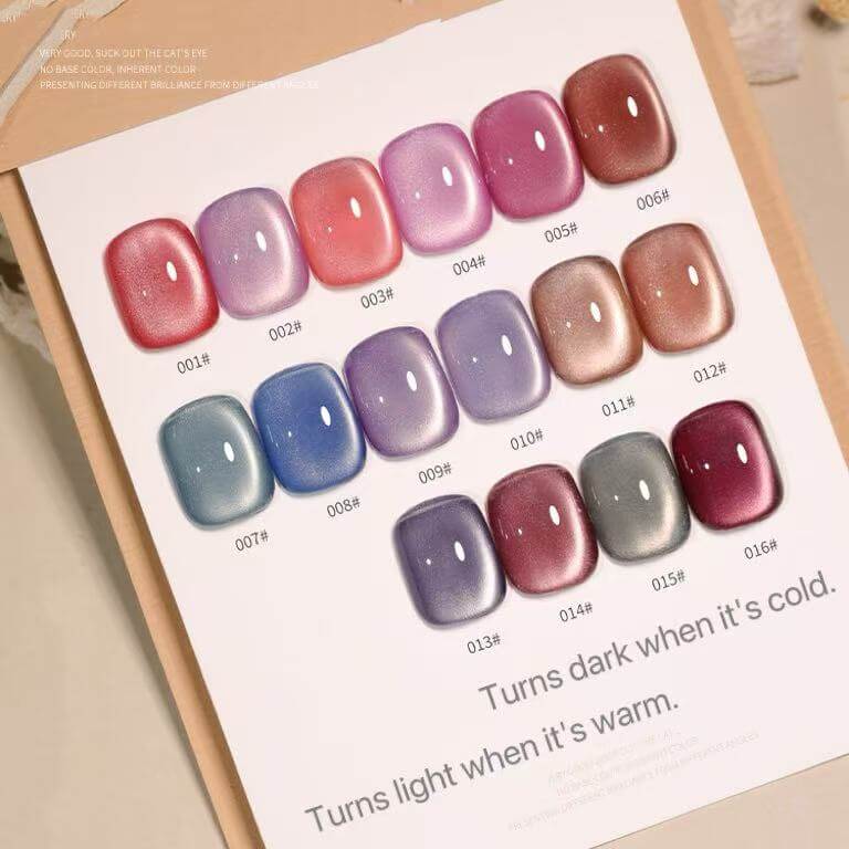 Thermal cat eye nail gel polish 16-color suit Soak Off UV/LED（HEMA/TPO FREE)