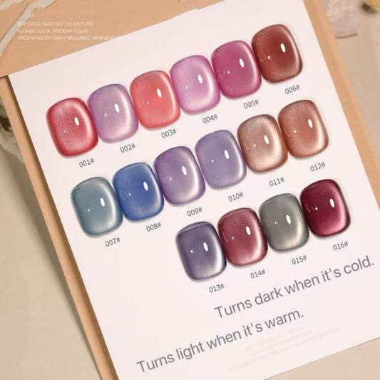 Thermal cat eye nail gel polish 16-color suit Soak Off UV/LED（HEMA/TPO FREE)