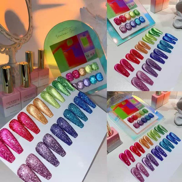 M3 Neon Diamond Series – 10 Colors Glitter Cat Eye Gel Polish Set