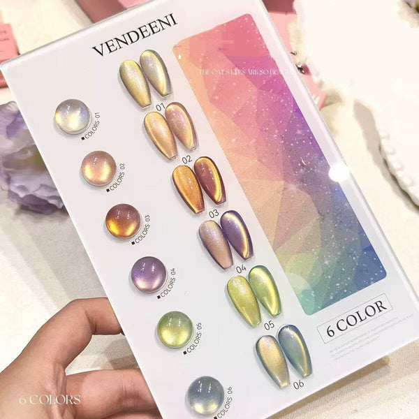 Falling Sunset Series – 6 Colors Gradient Cat Eye Gel Polish Set