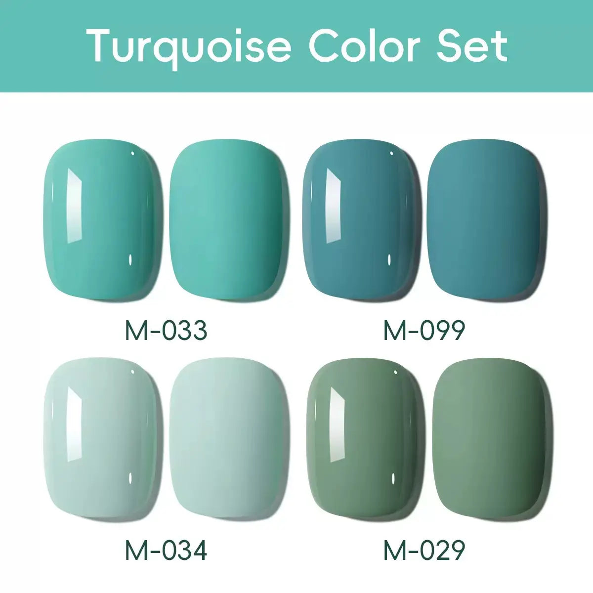 Turquoise Solid Color Gel Set (4 Colors)