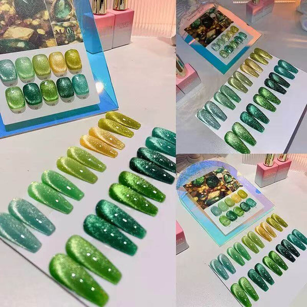 M8 Emerald Green Series – 10 Colors Cat Eye Gel Polish Set