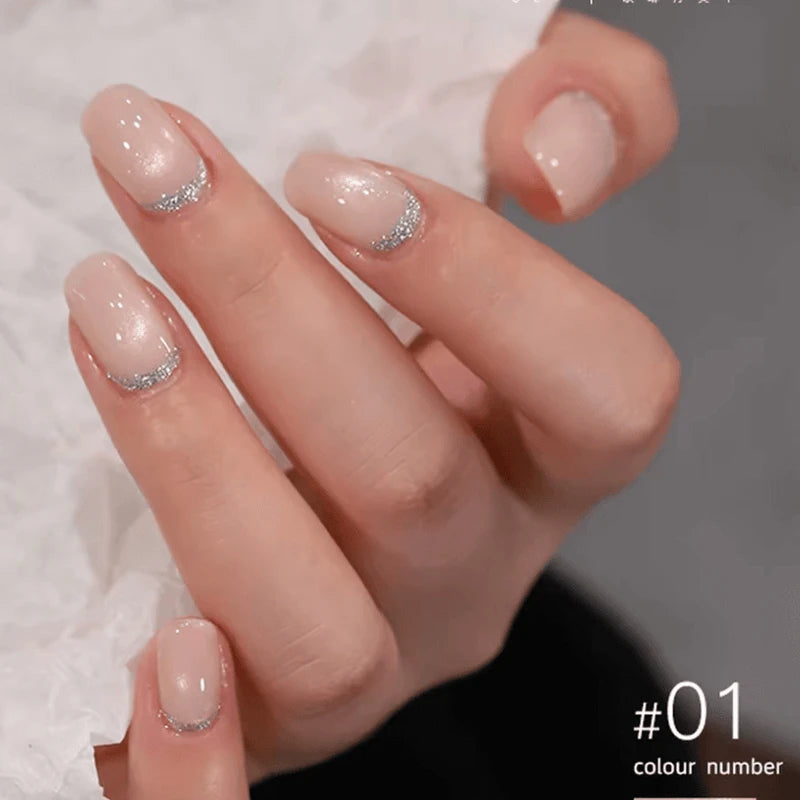 Peach Ballet cat eye gel polish set with 7 soft, warm shades featuring magnetic cat eye gel polish that creates a delicate 3D nail effect with subtle shimmer and reflective nail design, perfect for elegant professional gel manicures with salon-quality shine and multidimensional depth.