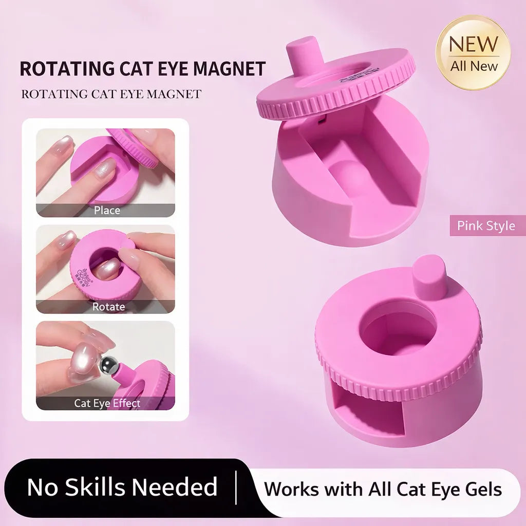 Rotary cat eye magnet bead effect nail art tool designed for magnetic cat eye gel polish, creating stunning 3D bead and glass-like nail effects with precision, perfect for reflective nail designs and professional salon-quality manicures or creative DIY nail art.
