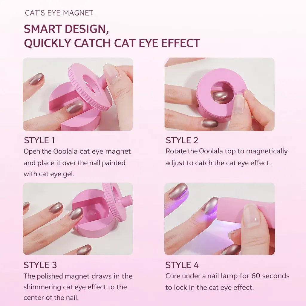 Rotary cat eye magnet bead effect nail art tool designed for magnetic cat eye gel polish, creating stunning 3D bead and glass-like nail effects with precision, perfect for reflective nail designs and professional salon-quality manicures or creative DIY nail art.