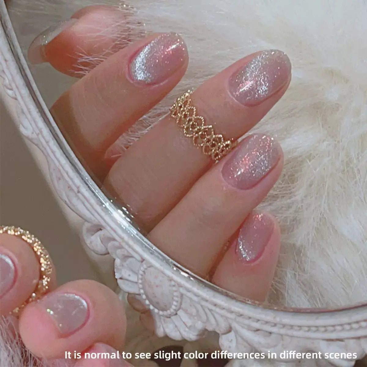 M200 Pink Alloy Silver Cat Eye Gel
