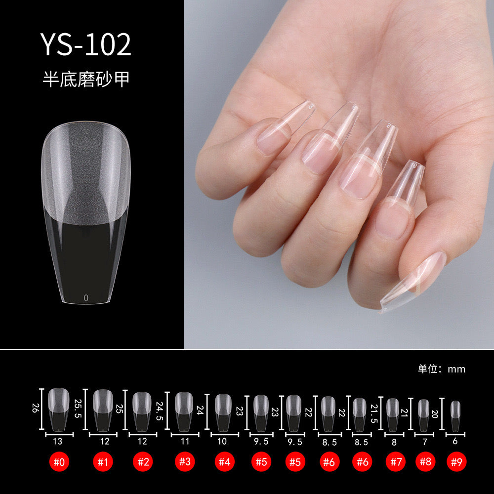 TS-102 nail tips set with 240 pieces in 11 sizes featuring clear full-cover false nails designed for easy nail extensions, perfect for gel polish and creative nail art, delivering durable, lightweight, and salon-quality professional manicures.